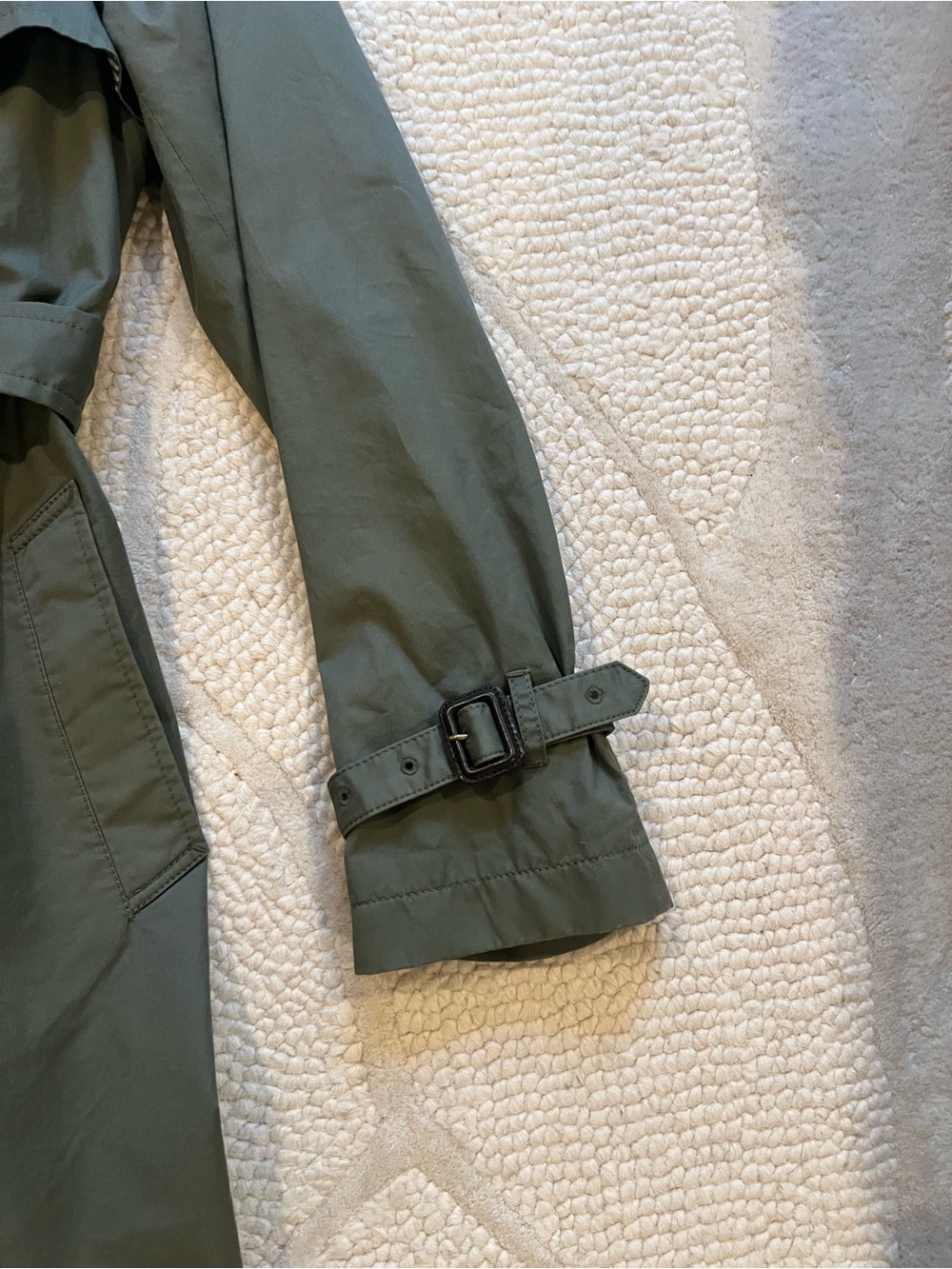 NWOT J. Crew Olive Double-Breasted Trench with Waist Tie - Picture 4 of 7